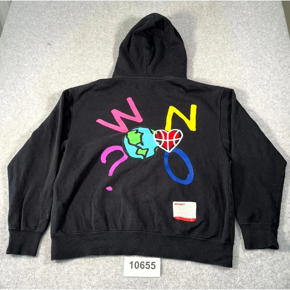 Jordan Hoodie Mens Large Black Cotton Hooded Russell Westbrook Why Not Casual